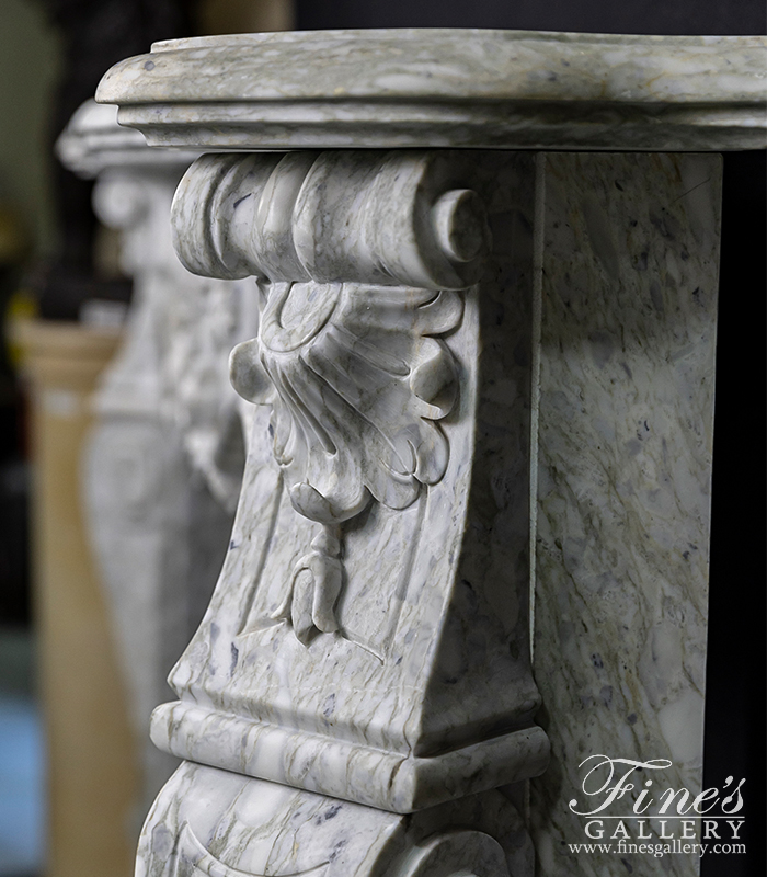 Marble Fireplaces  - Louis XVII French Style Marble Fireplace Mantel In Arabascato Marble - MFP-2522